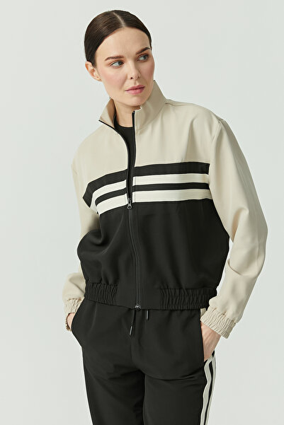 PAULMARK Women's Striped Detail Zippered Slim Coat