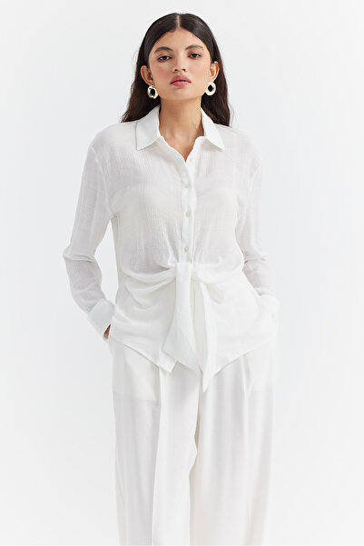 PAULMARK Γυναικείο πουκάμισο με κόμπους και ντραπέ