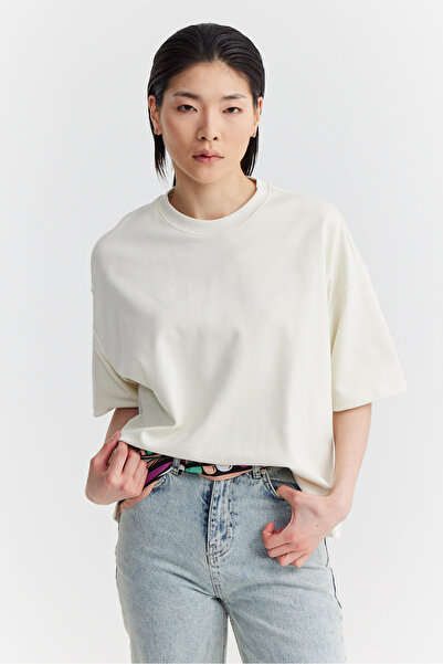 PAULMARK Femei supradimensionat Textura moale tricou