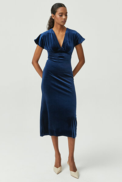 PAULMARK Rochie de catifea cu decolteu în V pentru femei