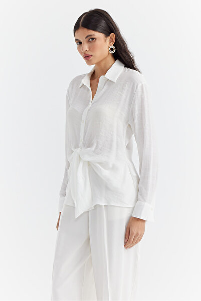 PAULMARK Γυναικείο πουκάμισο με κόμπους και ντραπέ