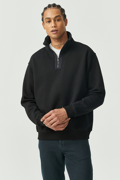 PAULMARK Mock Neck Half Zipper Sweat Top