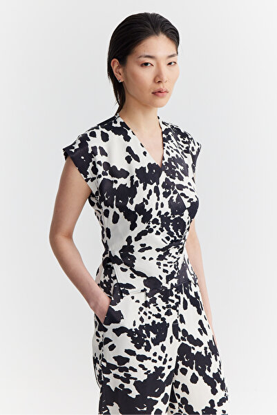 PAULMARK Γυναικεία μπλούζα με μοτίβο με λεπτομέρεια με αγκράφα στη μέση