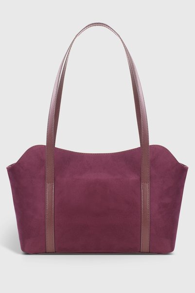 Housebags Suede Burgundy Covered Bowling Shoulder Bag 270