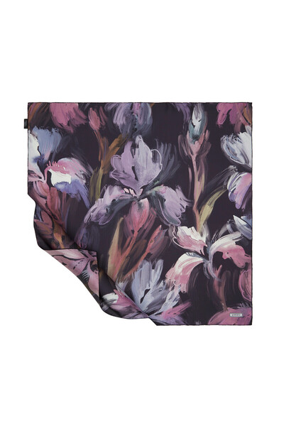 ipekevi Eșarfă de mătase Tivil cu flori de iris violet