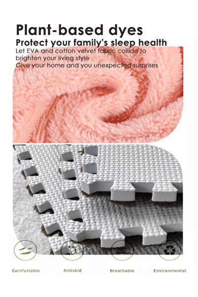 Generic 12Pcs Interlocking Foam Mats Carpet Tiles Plush Area Rug Floor Tiles Soft Baby Playmat Puzzle