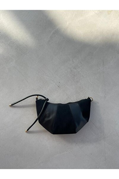 Senza Vedere Croissant Deri ve Süet Detaylı Omuz ve Çapraz Çanta