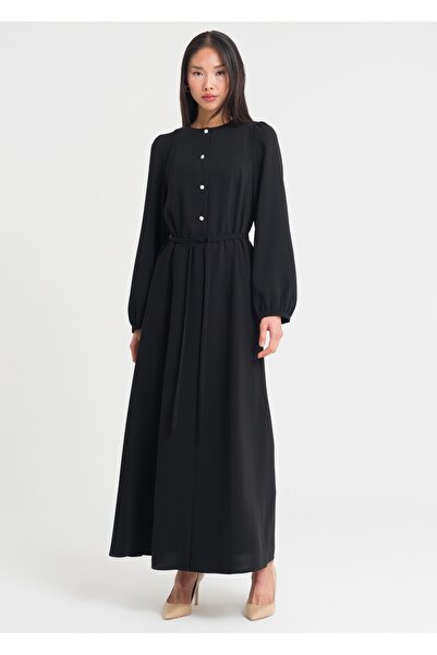 Armağan Dress with Watermelon Sleeves and Belt