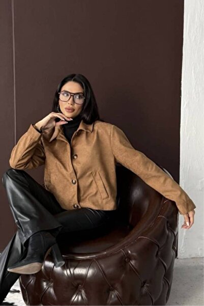 FullCenter YAKALI MODEL SUNİ SÜET ASTARLI KISA CEP DETAYLI CEKET