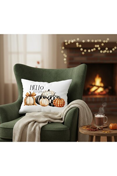 Evmila Pumpkin Pattern Autumn Velvet Rectangle Throw Pillow Case 35X55 cm Double Sided Printed Zippers