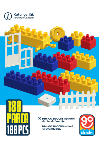 Go Toys Go Blocks 188 Pieces Building Set with Storage Box Building Block Set