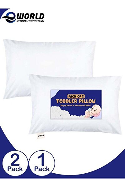 Eworld Toddler Baby Pillow Cotton Blend with Polyester Filling - Pack of 1 & 2, White
