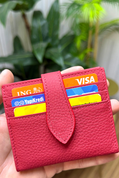 CüzCan Flora Red Genuine Leather Women's Wallet Polite, Stylish and Convenient