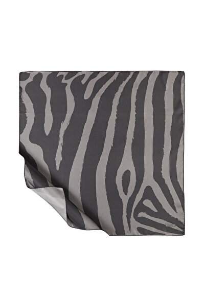 ipekevi Eșarfă din mătase Tivil cu model zebră afumată