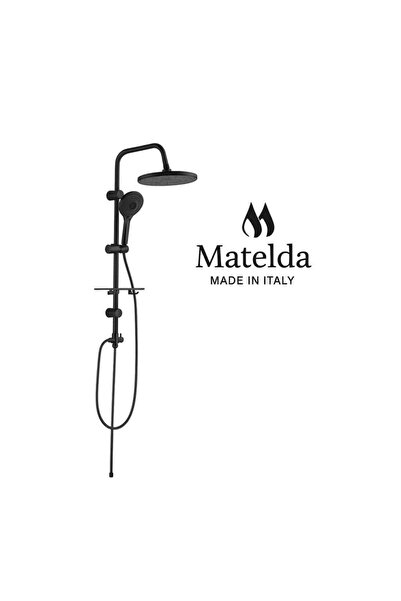 matelda Italian Modern Black Round Shower Rail -