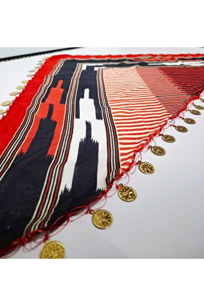 ASYA PAZARLAMA Black Sea Lira Triangle Scarf, Writing, Turban, Keshan, Scarf, Shawl, Headband, Lira Bandana