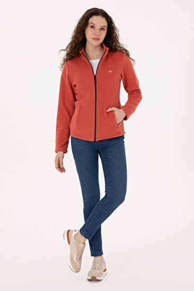 U.S. Polo Assn. Women's Tile Zippered Mock Neck Fleece Sweatshirt 50316729-Vr026