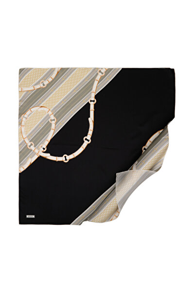 ipekevi Eșarfă neagră din mătase Tivil Rıhtım