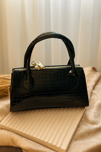 DEMİR ACCESORİES Women's Black Color Crossbody Long Strap Modern Hand and Sho...