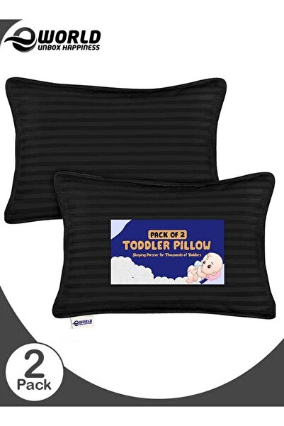 Eworld Toddler Baby Sleeping Pillows - Soft Cotton Blend Cover, Polyester Filling, Pack of 2 (Black)