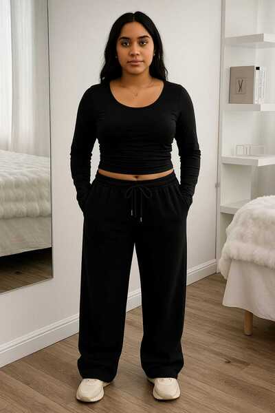 BERYY MODA Μαύρο παντελόνι φόρμας Fırsat Product, μεγάλου μεγέθους, υψηλής πο...