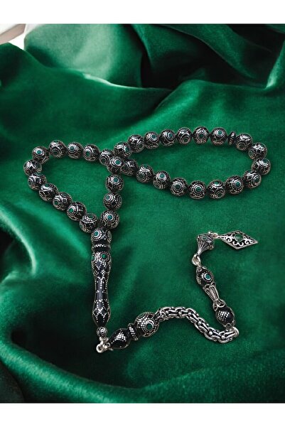 İnan Tesbih Premium Class Special Silver Inlaid Silver Tassel Sphere Cut Kuka...