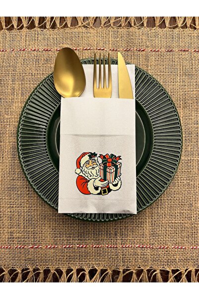 kidspartim حزمة هدايا سانتا كلوز مطبوع مناديل عيد الميلاد مع جيب على شكل كنغر...