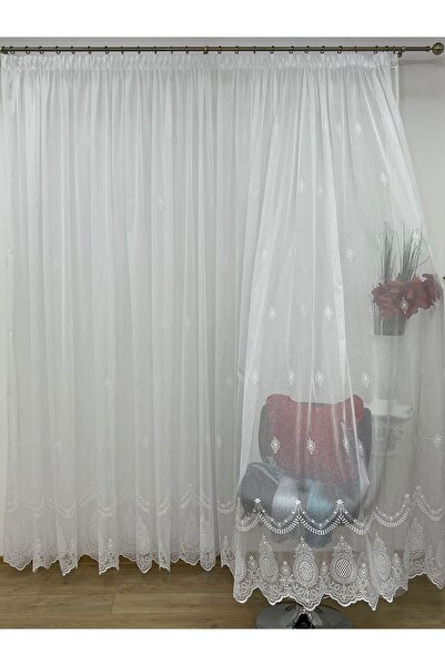 Liz Line Embroidered curtain type BAMBOO, white color, with pleats, "Esplendor bordado" by PD081