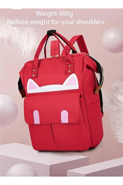 gener Large Capacity Baby Fashion Tote Shoulder Nappy Backpack Red