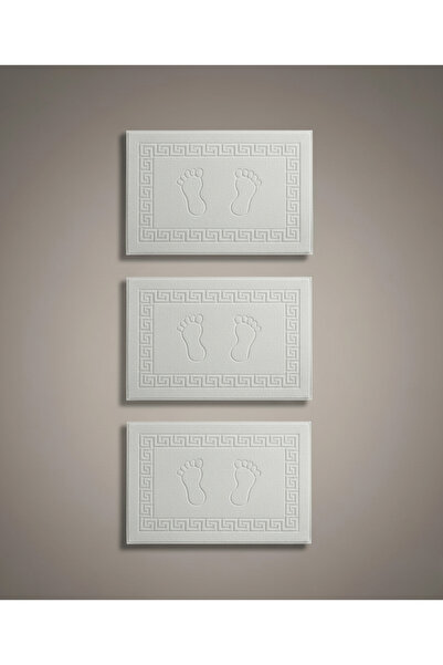 Layvera Foot Mat 100% Cotton |   3-Piece-White-Cotton-Soft Texture-Patterned-...