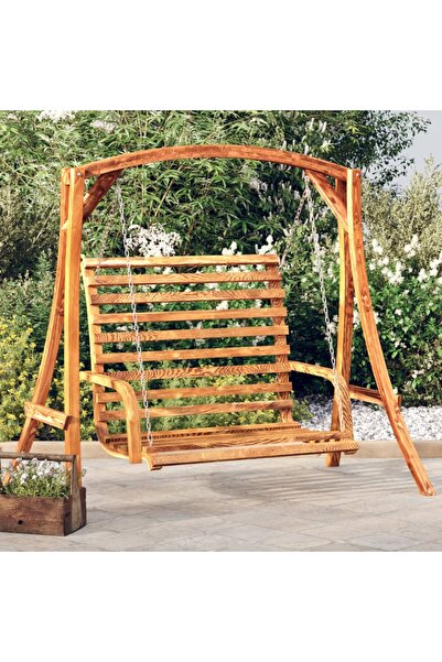 vidaxl مقعد أرجوحة من الخشب الصلب المنحني مع لمسة نهائية من خشب الساج 126 × 63 × 92 سم