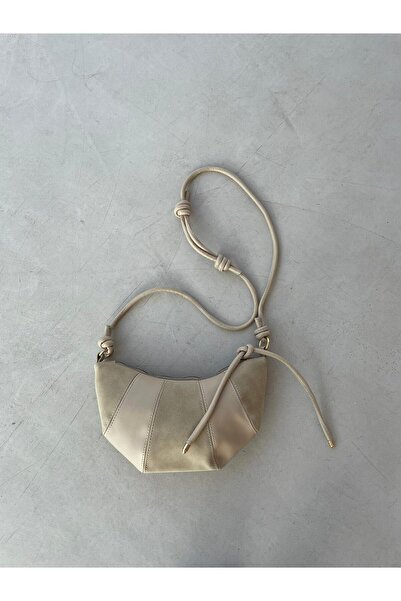 Senza Vedere Croissant Deri ve Süet Detaylı Omuz ve Çapraz Çanta