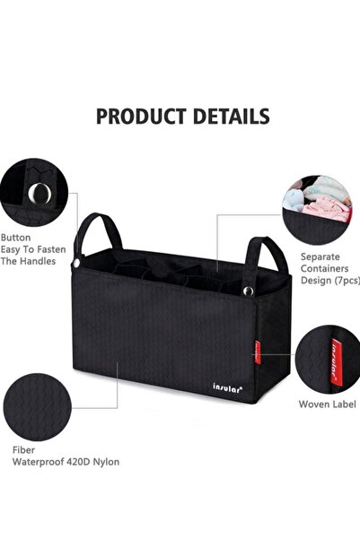 insular Universal Travel Organiser for Mums and Babies Soft Waterproof Storage Bag for Pushchair Accessories