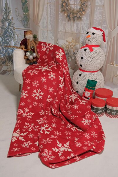 Apricitas HOME Kar Taneleri Kırmızı Battaniye (150x200 cm)