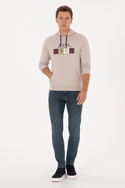 U.S. Polo Assn. Men's Regular Fit Hooded Stone Sweatshirt 50316364-Vr049