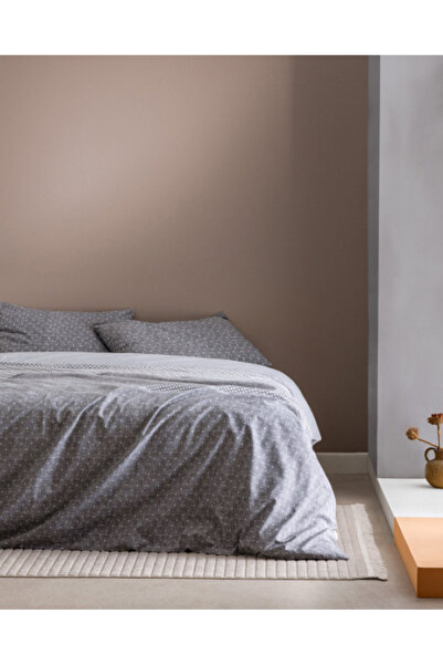 Madame Coco Atlas Home Hugo Çift Kişilik Pamuklu Baskılı Nevresim Takımı - Gri