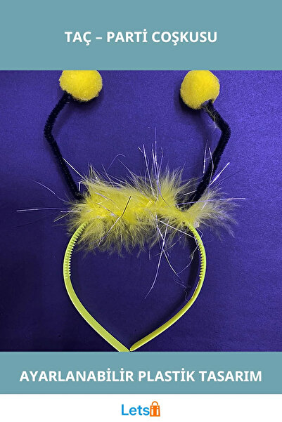 Letsii Yellow Black Feather Decorated Bee Maya Crown