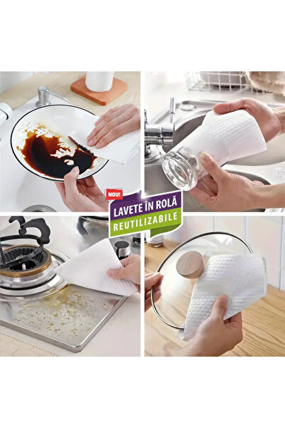 Bangsonic Reusable embossed cleaning cloth roll – pre-cut, fits flat mops, white, 20x30cm, 75 sheets