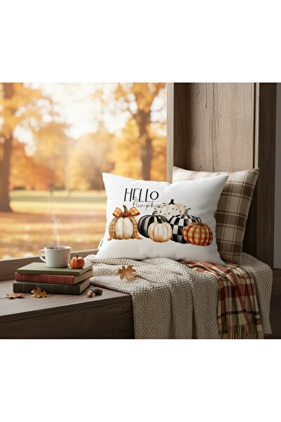 Evmila Pumpkin Pattern Autumn Velvet Rectangle Throw Pillow Case 35X55 cm Double Sided Printed Zippers