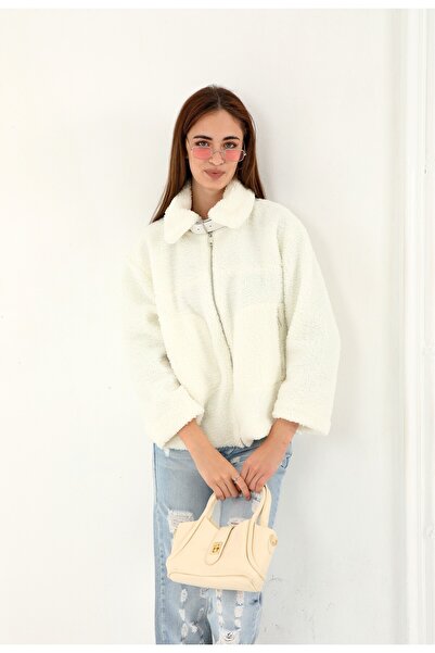 stcococix since 1990 Lined Zippered Plush Coat with Pocket Details