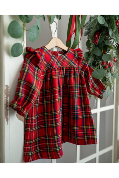 Zumi Kids Red wool plaid dress
