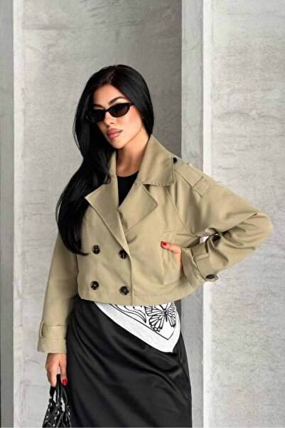 Genel Markalar TRENÇKOT CROP PREMIUM KALİTE ASTARLI