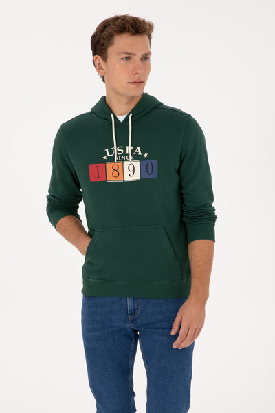 U.S. Polo Assn. Men's Regular Fit Hooded Dark Green Sweatshirt 50316364-Vr079