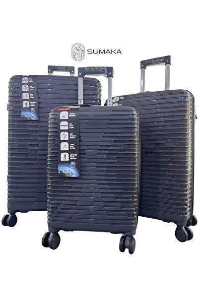 SUMAKA Hard Shell Travel Luggage Set of 3pc - Lightweight and Durable Suitcase Trolley Bag, Silicon