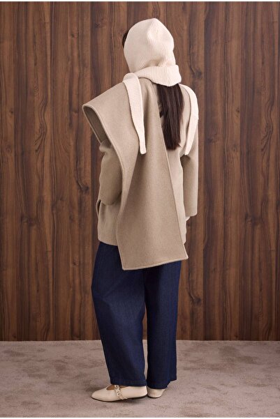 HEQA Palton cu guler șal cu curea, nurcă deschisă