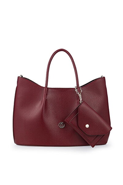 Bilik Deri Logo Detailed Burgundy Women's Handbag Ri̇v 147-R