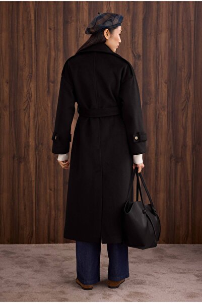 HEQA Windbreaker Long Coat Black