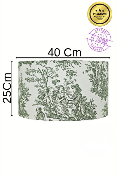 APCASADECOR Vintage Yeşil Tole de Jouy Bej Metal Ayak Lambader