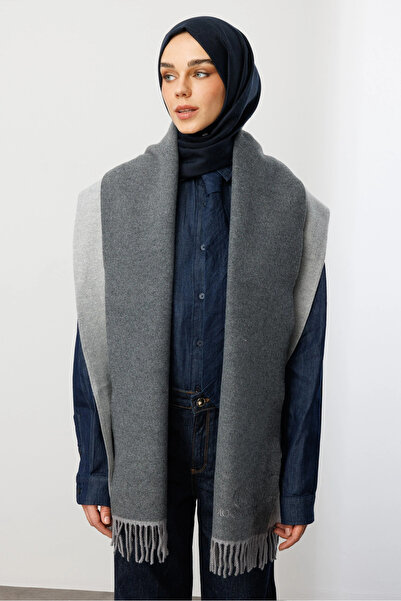 Mooncorn Double-Sided Wool Scarf Gray Silver