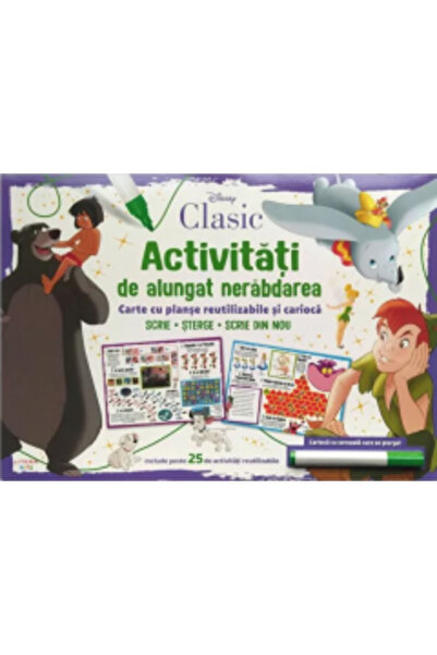 Litera Clasic Disney. Activități pentru a învinge nerăbdarea. Carte cu table și marker reutilizabile.
